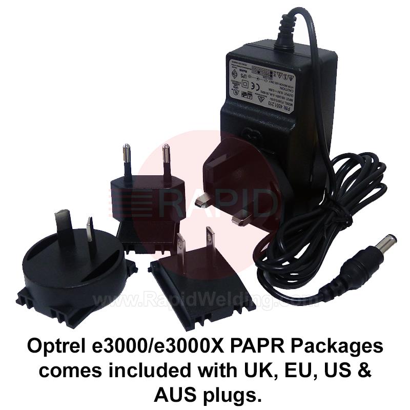 4553.000  Optrel e3000X 18 Hour Battery PAPR System, with Battery Charger, Parking Buddy, Air Hose, Belt, Filters & Transport Bag